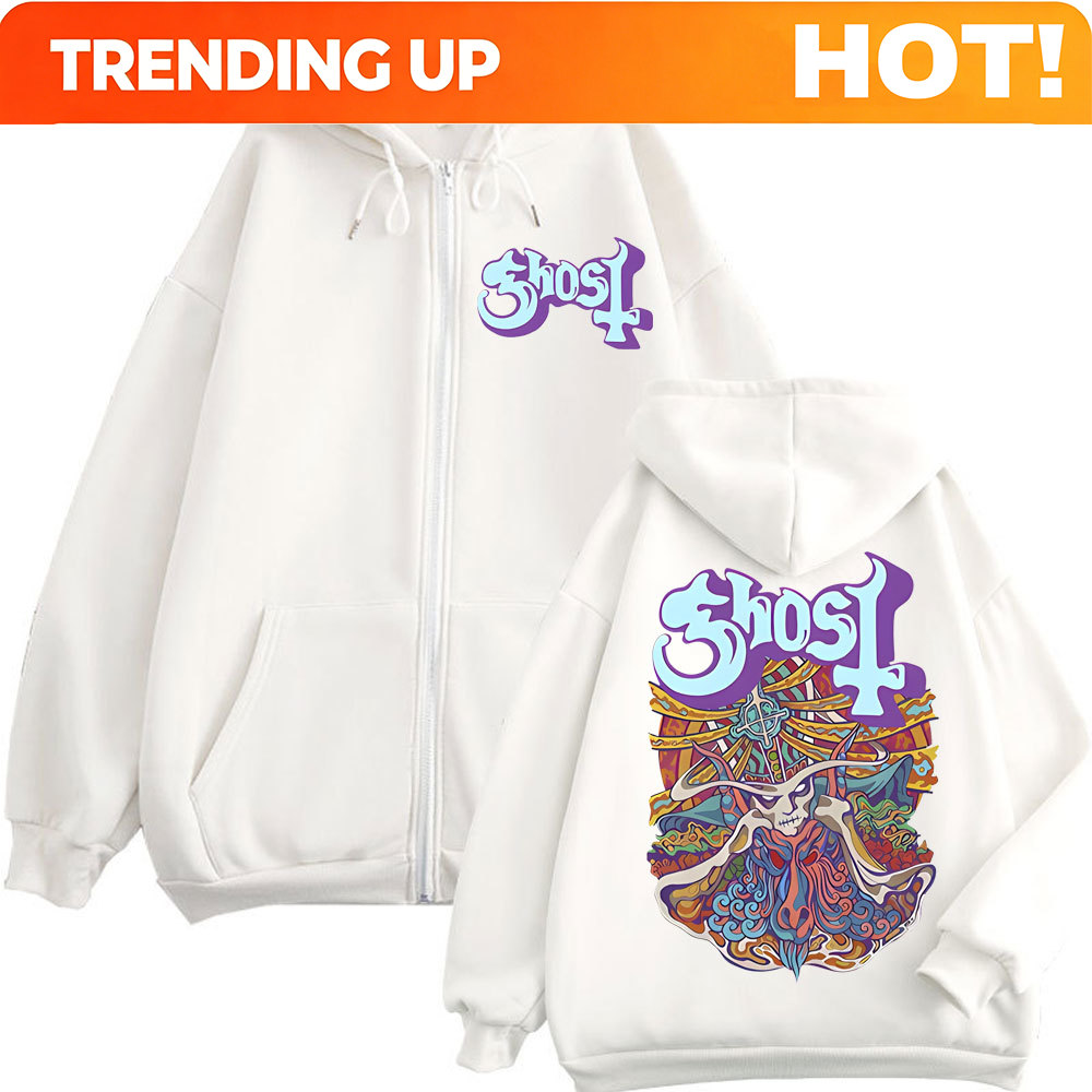 Mens Fashion Zip Up Hoodies - Ghost Band Graphic Zipper Hoodies Men