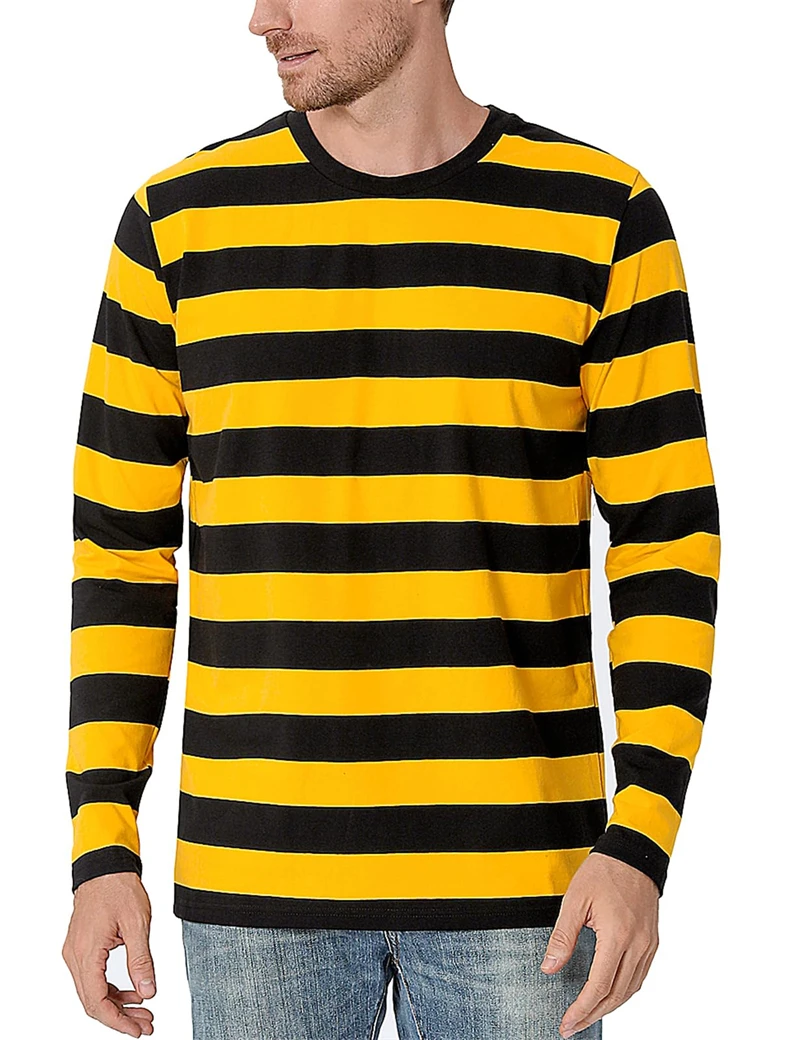 Mens Fashion Summer - Fashion Contrast Stripe 3D Print Men