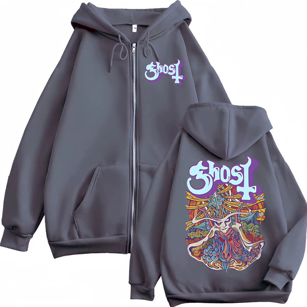 Ghost Band Graphic Zipper Hood - Mens Fashion Zip Up Hoodies review and price