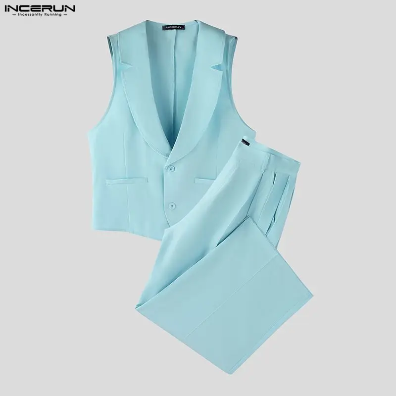 INCERUN Men Sets Solid Color V - Mens Fashion Summer review and price
