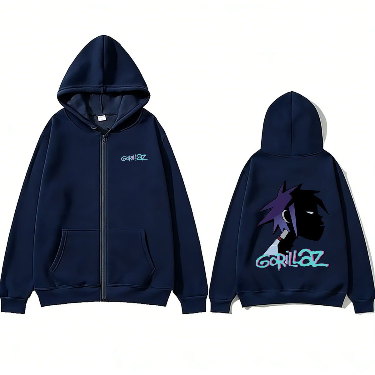 Rock Band Gorillaz Face Graphi - Mens Fashion Zip Up Hoodies review and price