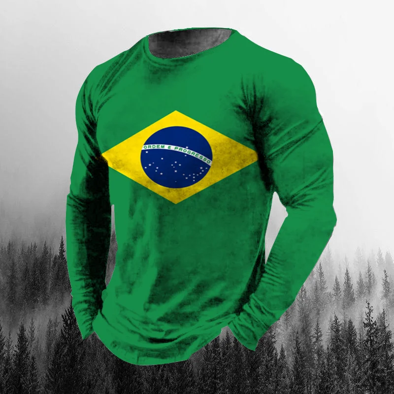 Vintage Brazilian Flag 3D Prin - Men'S Fashion T Shirts review and price
